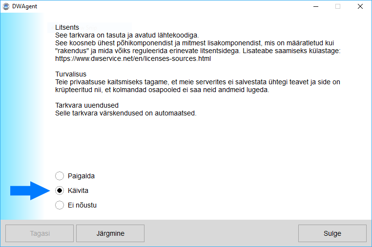 Käivita Dwagent